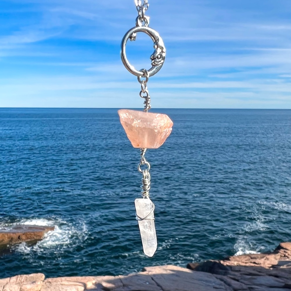 Peach Luna Aura Quartz Necklace - Picture 4 of 5